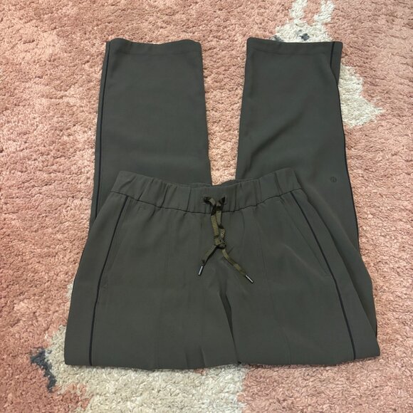 LULULEMON ON THE RIGHT TRACK DEEP GREEN SPLIT HEM PANTS SEE MEASUREMENTS - Picture 6 of 12